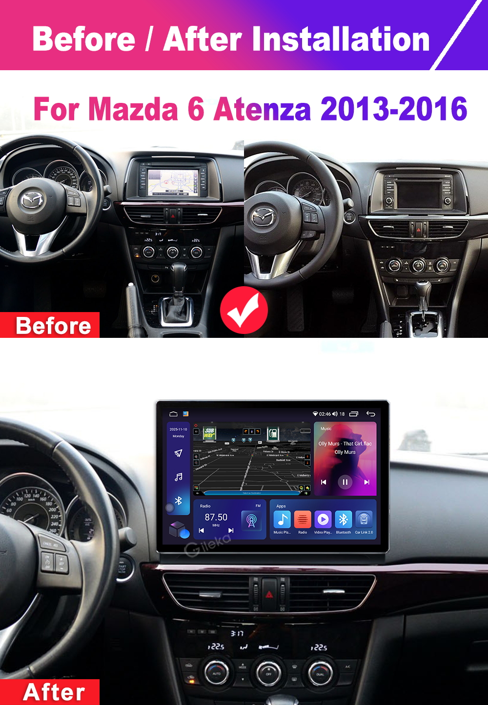 Mazda 6 Atenza 2016-2018 インダッシュモニター Mazda 6 Atenza 2016