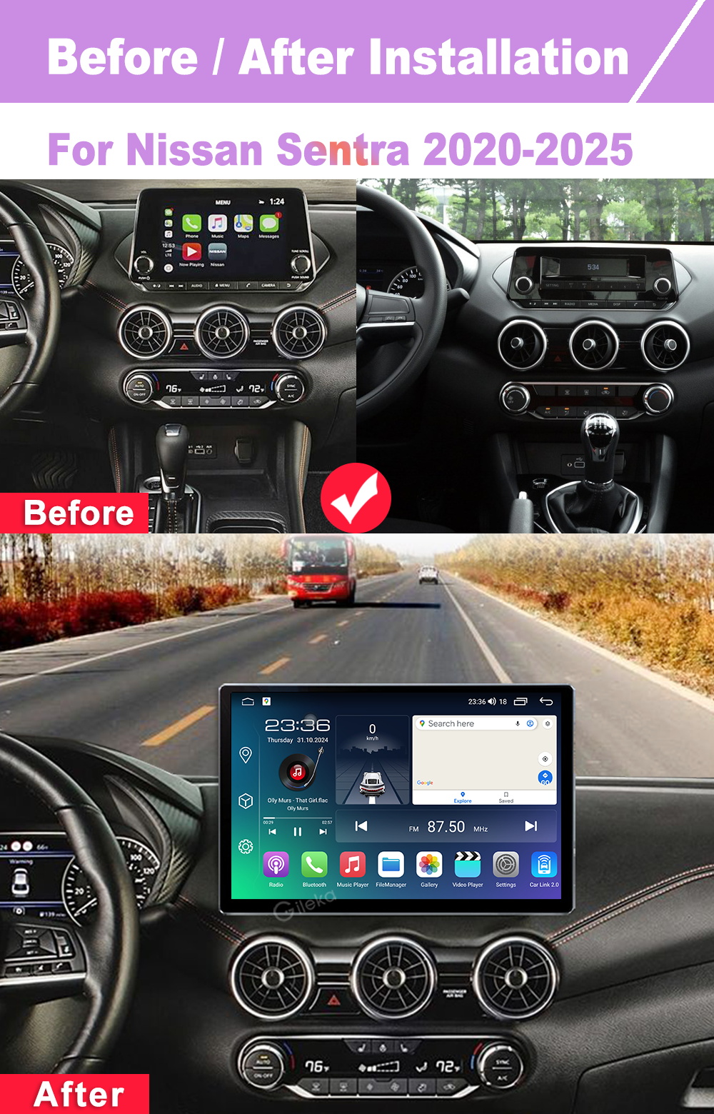 13.1'' 2K Screen 8+128G Carplay for Nissan Sentra 2020-2025