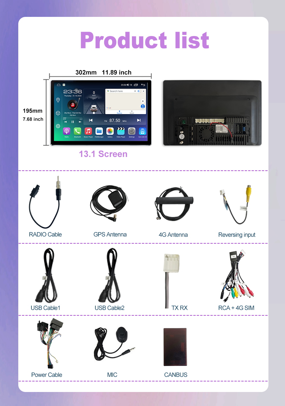 13.1'' 2K Screen Carplay Android For Mazda 6 Atenza 2017-2019 Car