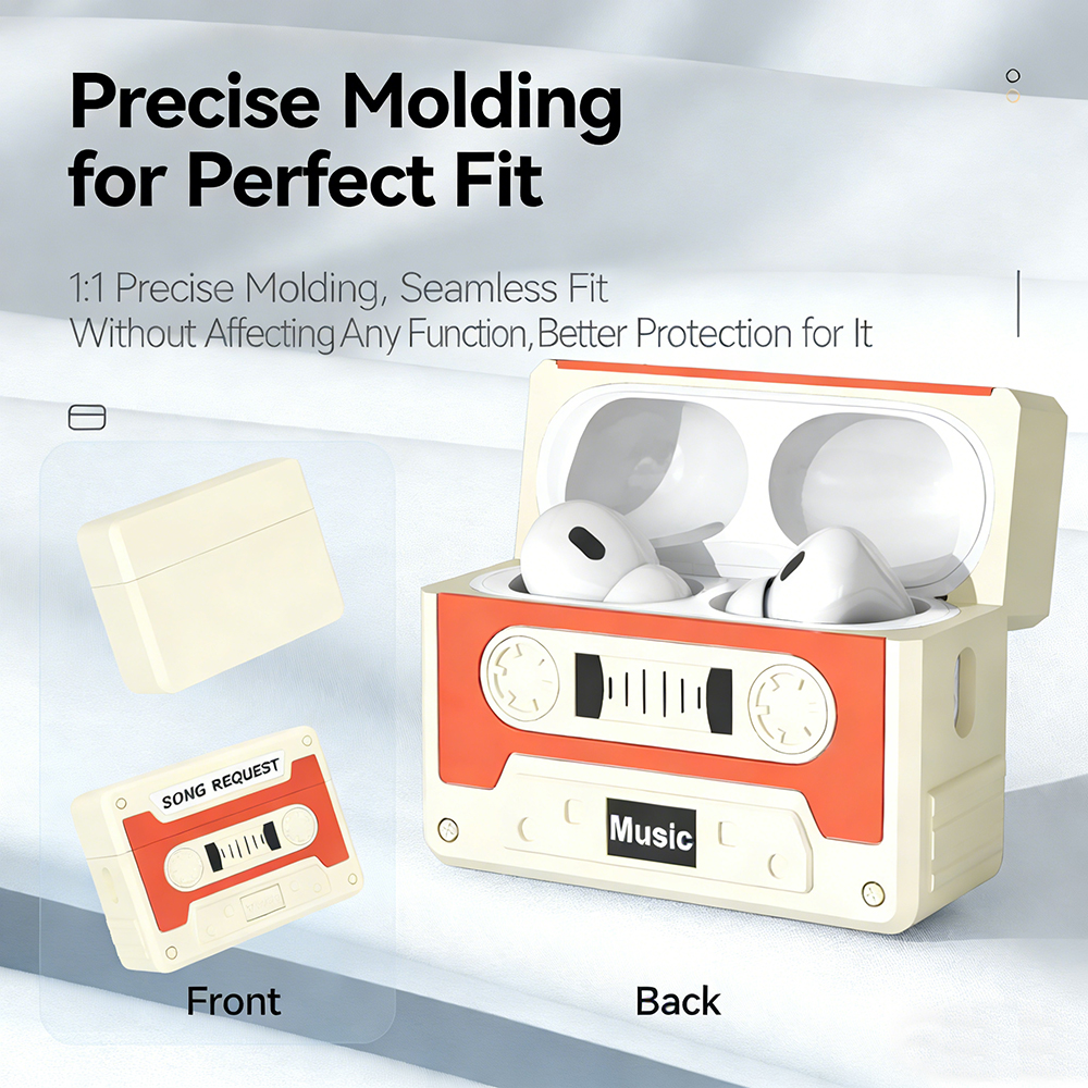 Retro Cassette Silicone Protective Case For Apple Airpods Pro_voghion.com