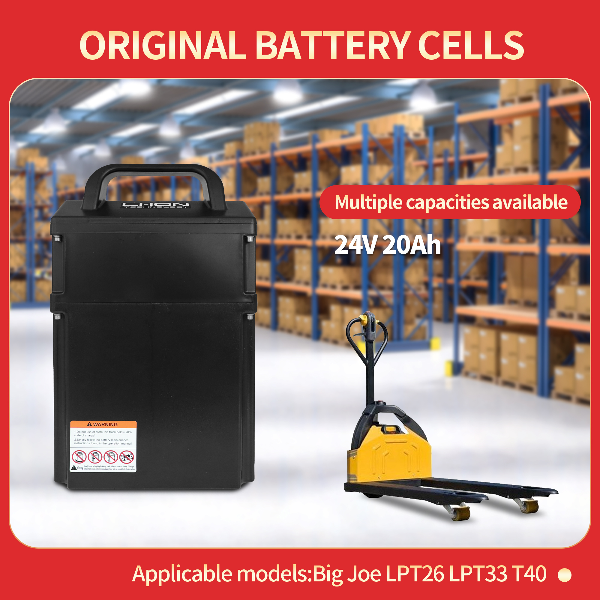 24V 20Ah Lithium Battery EL20_U for Big Joe LPT26 LPT33 T40 EP