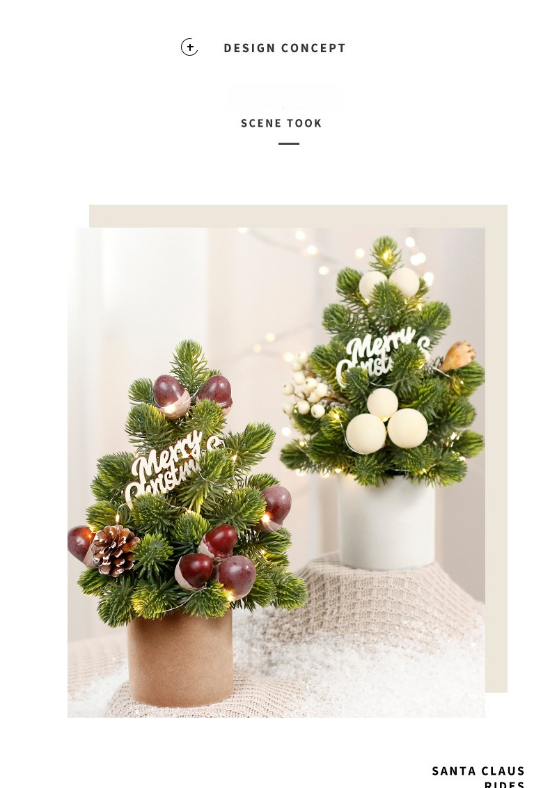 Christmas Decorations INS Nordic Style Led Pine Cones Nobelson Mini Christmas Tree, Tabletop Ornaments_voghion.com