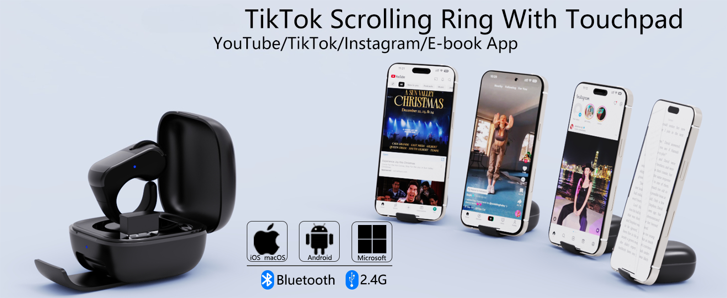 ZOZVO Tiktok Scrolling Ring With Touchpad