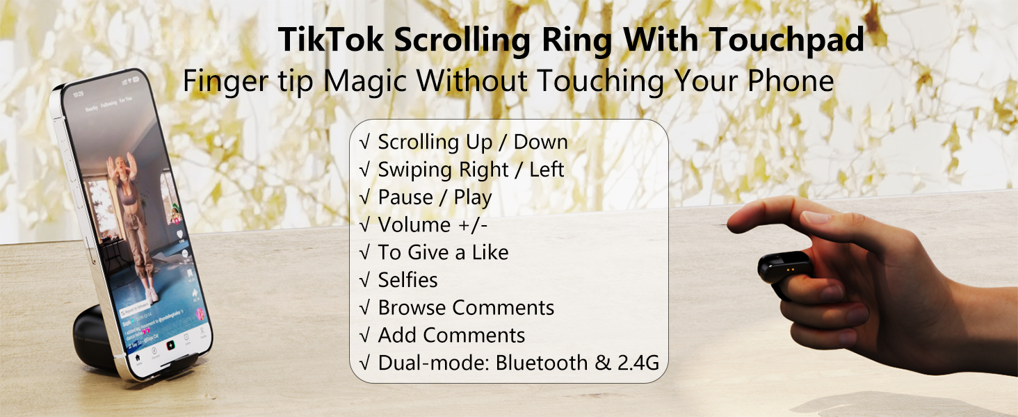 ZOZVO Tiktok Scrolling Ring With Touchpad
