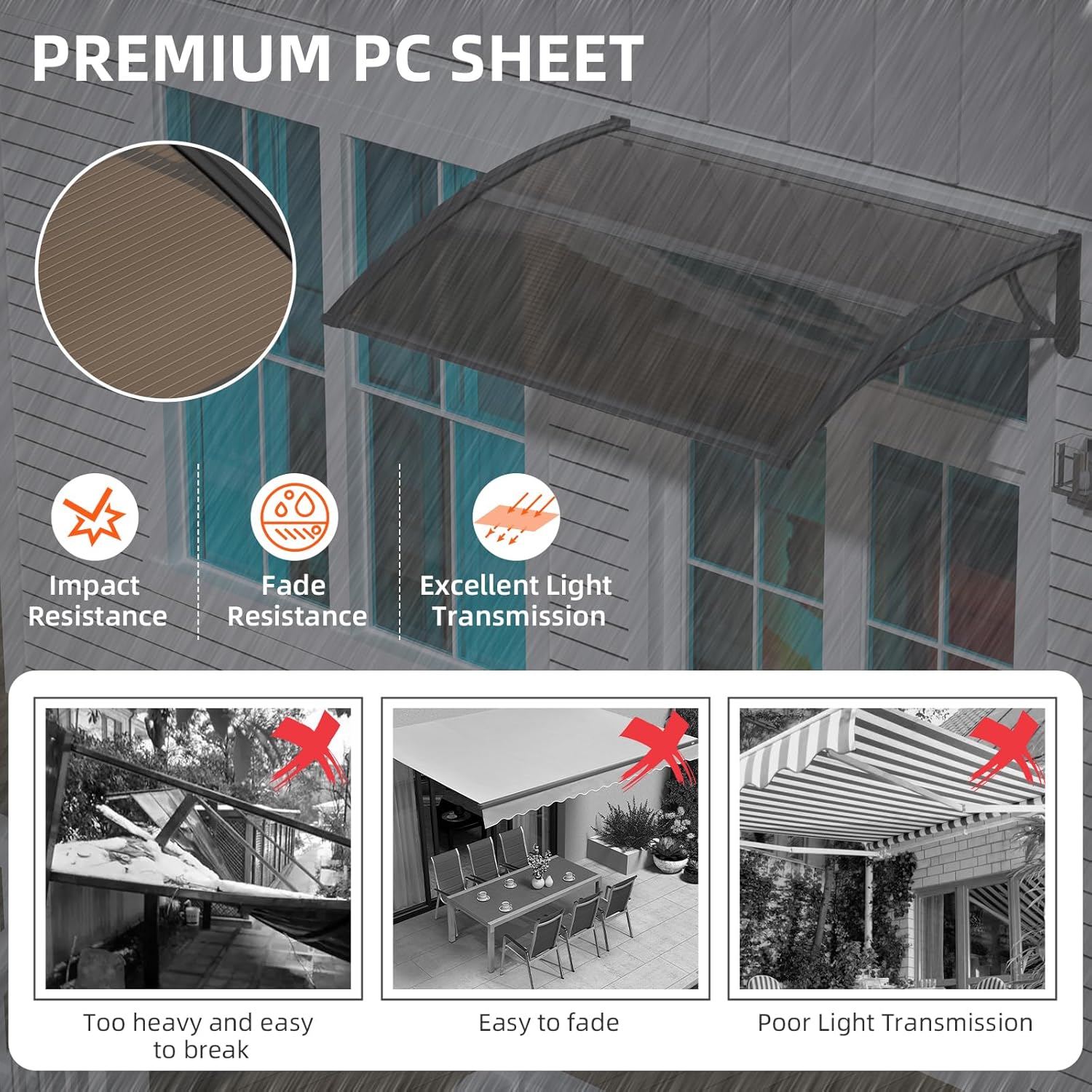 Door Awning Canopy Front Door Awning, Window Door Awning Canopy, Arched Rain Shelter