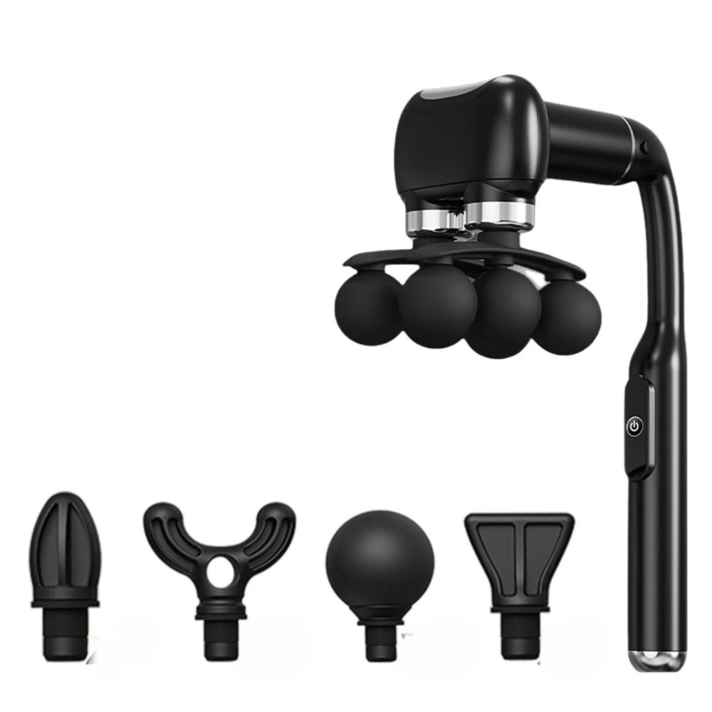 Pistola massaggiante a vibrazione ad alta frequenza con 6 testine per massaggio del corpo, collo, spalle, vita, schiena, massaggiatore per fascia_voghion.com