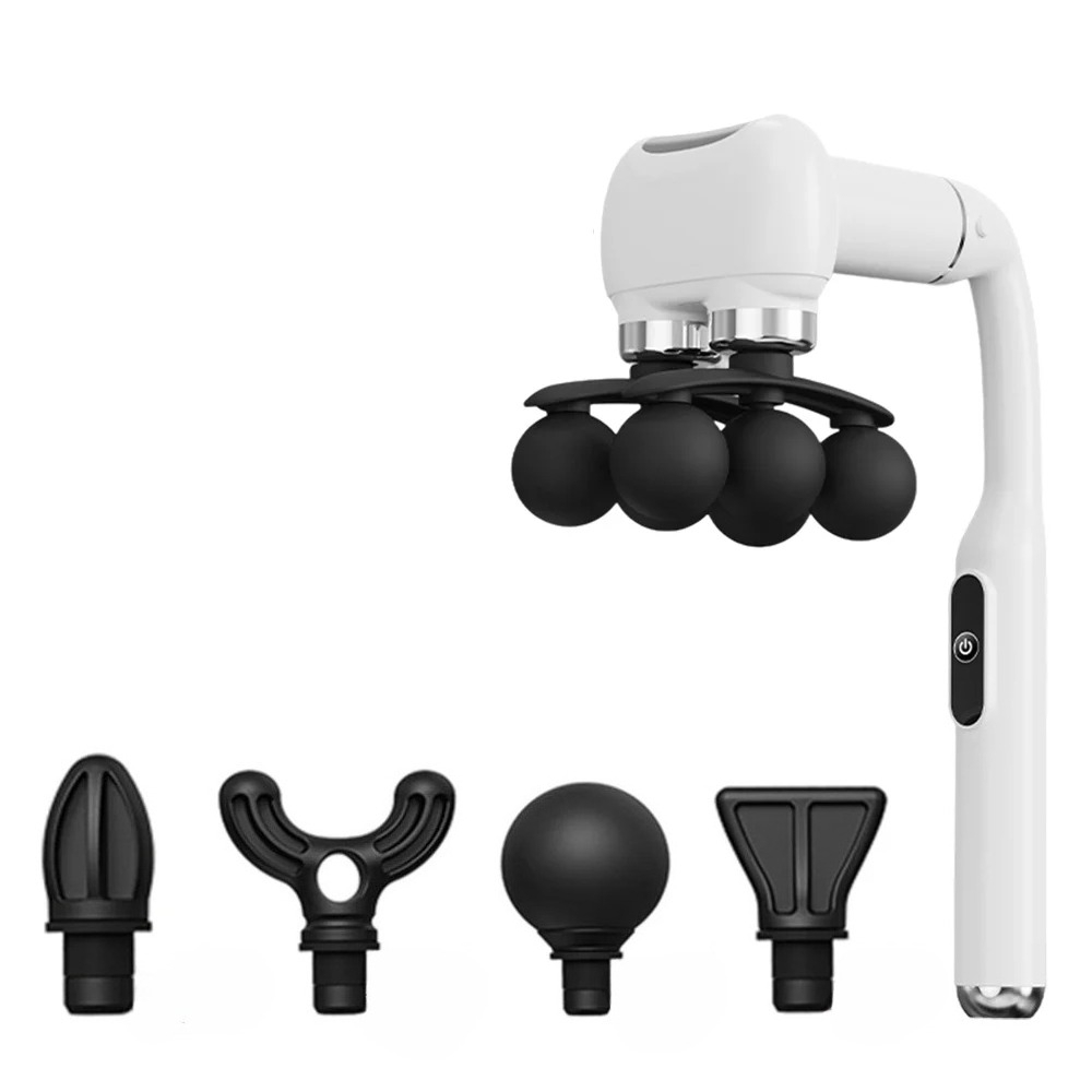 Pistola massaggiante a vibrazione ad alta frequenza con 6 testine per massaggio del corpo, collo, spalle, vita, schiena, massaggiatore per fascia_voghion.com