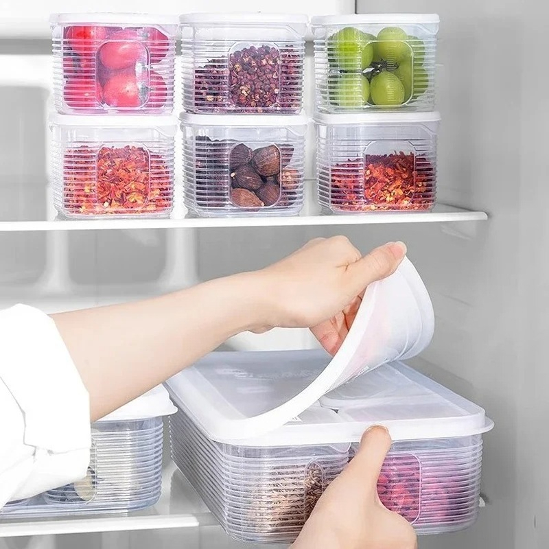 Vorratsbehälter Für Lebensmittel, 6 Fächer, Gemüse, Obst, Frischhaltebox Mit Deckel Für Kühlschrank, Küche, Gewürze, Gewürze, Vorratsglas_voghion.com