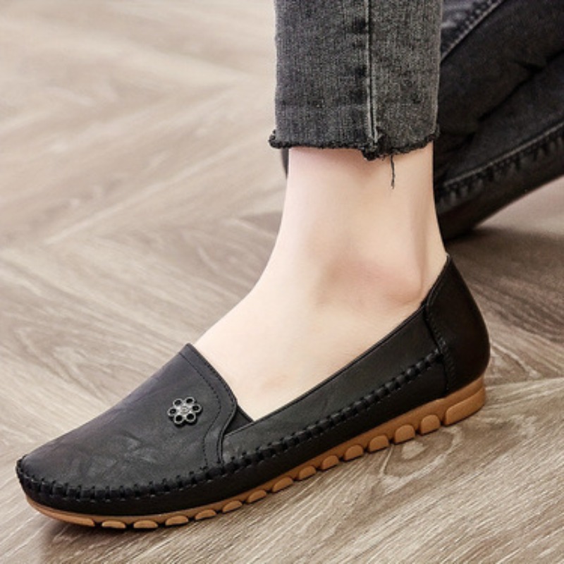 Grote maten populaire damesschoenen zijn comfortabel en zacht, veelzijdige loafers met platte zool._voghion.com