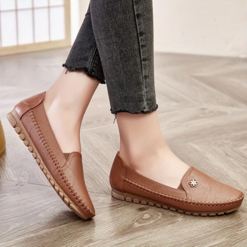 Grote maten populaire damesschoenen zijn comfortabel en zacht, veelzijdige loafers met platte zool._voghion.com