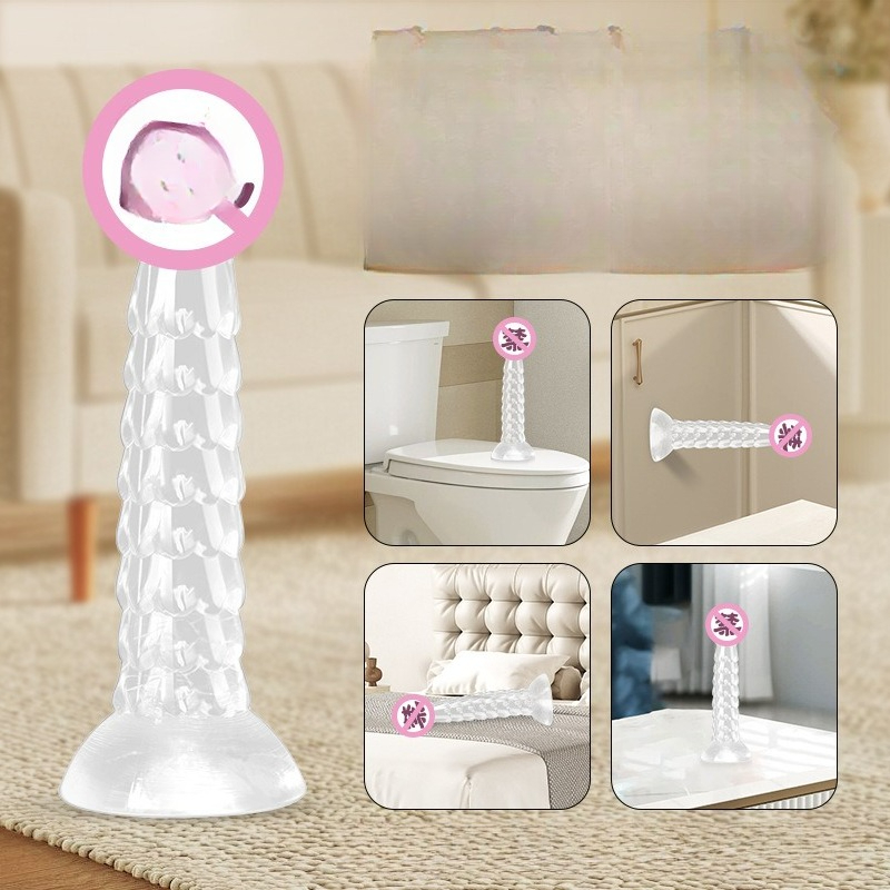 Gode souple transparent en forme de dragon extraterrestre à écailles, avec ventouse puissante, pour la masturbation féminine dans le jardin._voghion.com