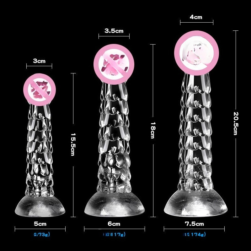 Gode souple transparent en forme de dragon extraterrestre à écailles, avec ventouse puissante, pour la masturbation féminine dans le jardin._voghion.com