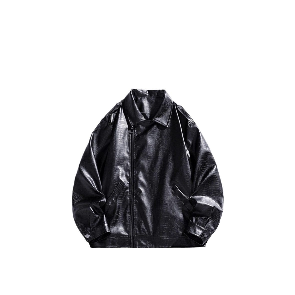 Men's Leather Jacket Simple Fashion Casual Lapel Button Winter Coat_voghion.com