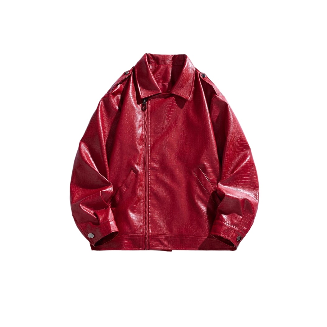 Men's Leather Jacket Simple Fashion Casual Lapel Button Winter Coat_voghion.com
