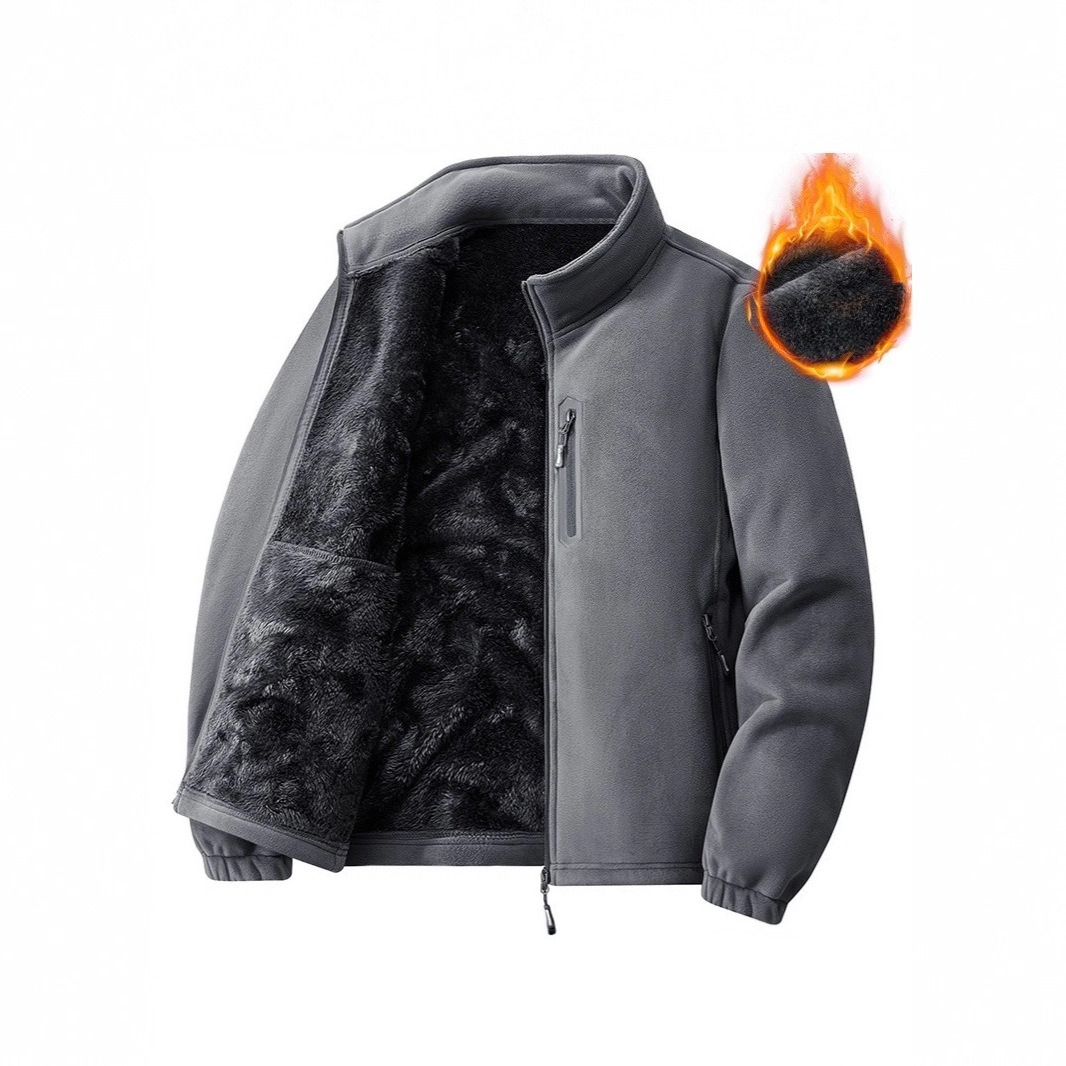 2025 New Double-sided Fleece Fleece Jacket With Warm Quality And Soft Stand-up Collar Men's Jacket For Young And Middle-aged People_viptrois.com