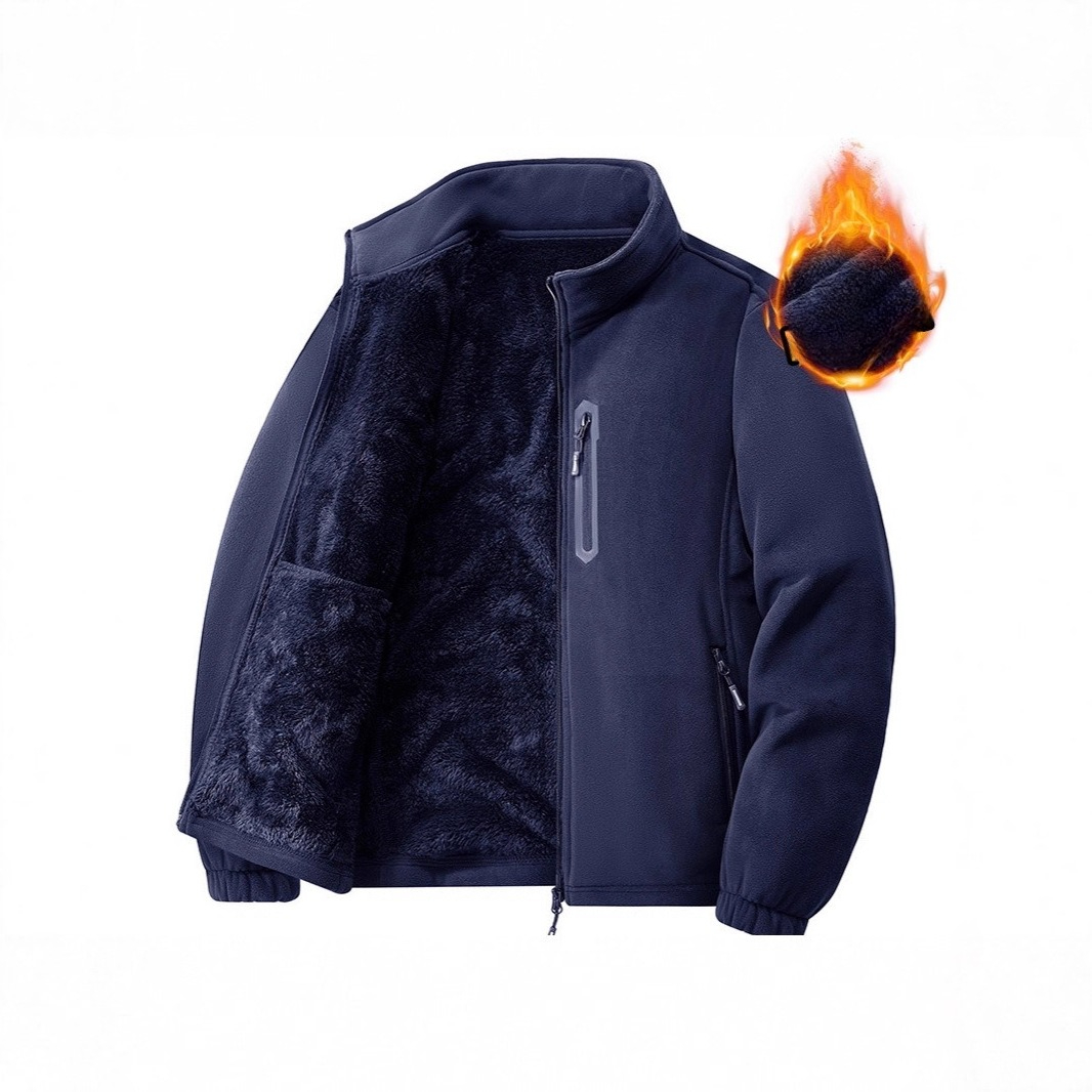 2025 New Double-sided Fleece Fleece Jacket With Warm Quality And Soft Stand-up Collar Men's Jacket For Young And Middle-aged People_viptrois.com
