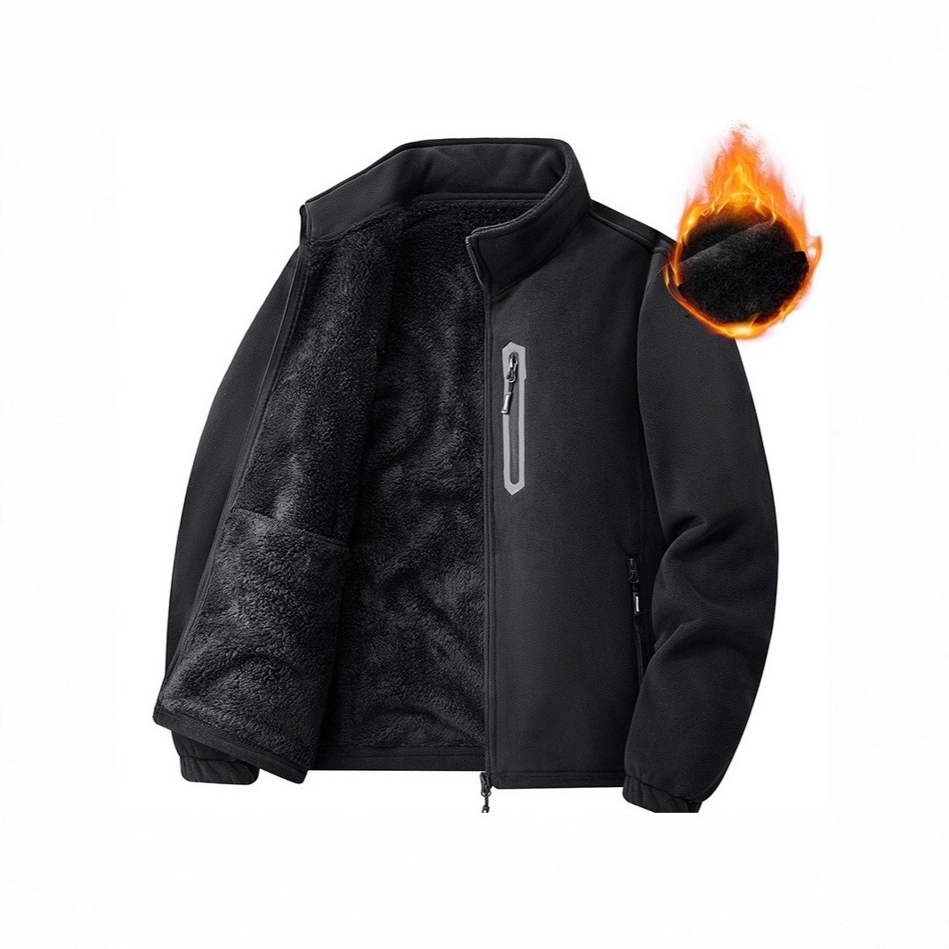 2025 New Double-sided Fleece Fleece Jacket With Warm Quality And Soft Stand-up Collar Men's Jacket For Young And Middle-aged People_viptrois.com