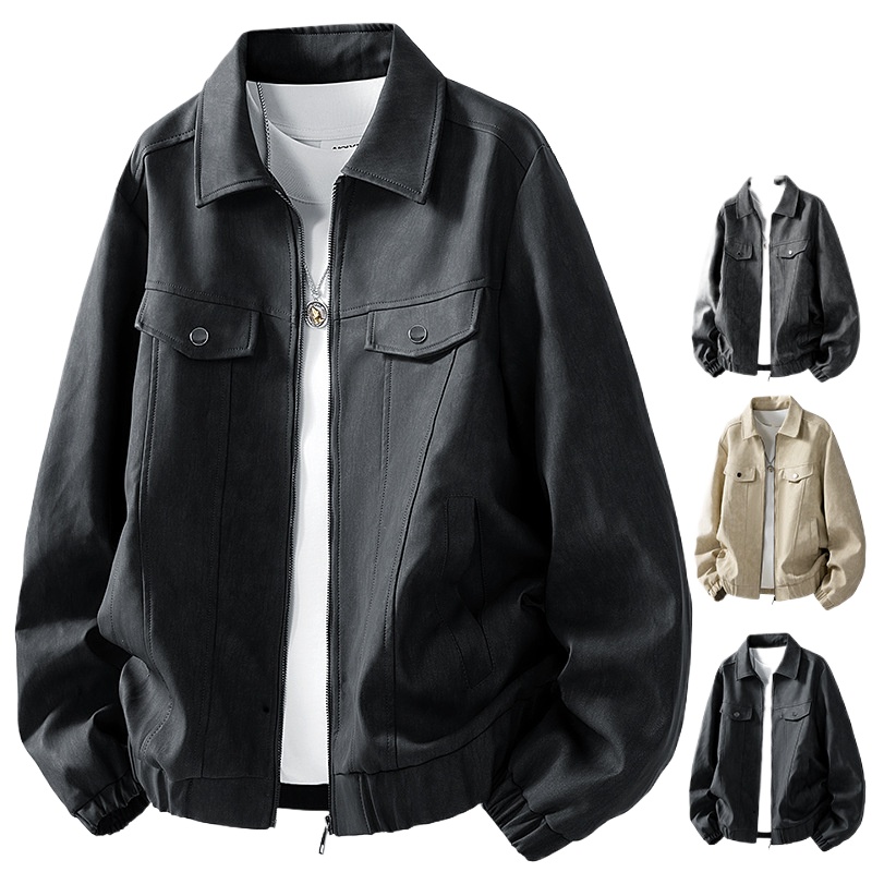 Herbst/Winter 2025: Neue amerikanische Trend-Lederjacke für Herren, Reverskragen, Lokomotiv-Design, winddicht_voghion.com