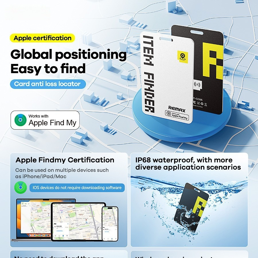 REMAX RT-G2305 Card GPS Anti-Lost Tracker – Ricarica Wireless, Portatile e Multi-Scena_voghion.com