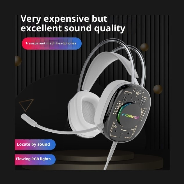 Casque gaming G92 Collab – Transparent et lumineux, filaire 7.1 circum-aural avec télécommande et micro intégrés au câble_voghion.com