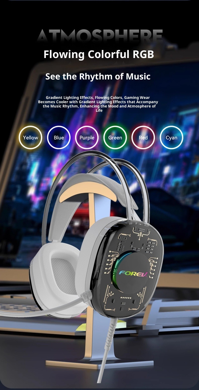 Casque gaming G92 Collab – Transparent et lumineux, filaire 7.1 circum-aural avec télécommande et micro intégrés au câble_voghion.com