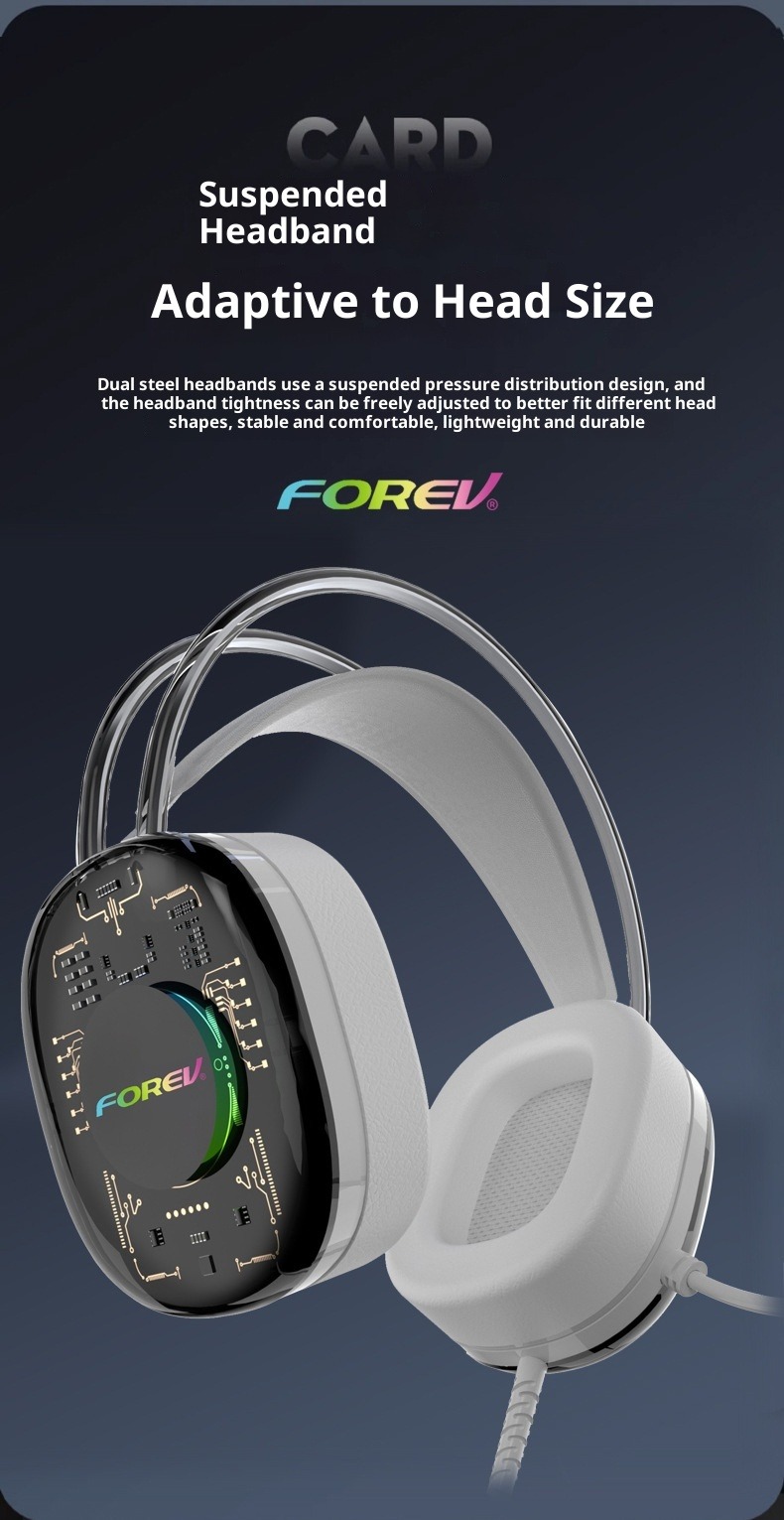 Casque gaming G92 Collab – Transparent et lumineux, filaire 7.1 circum-aural avec télécommande et micro intégrés au câble_voghion.com