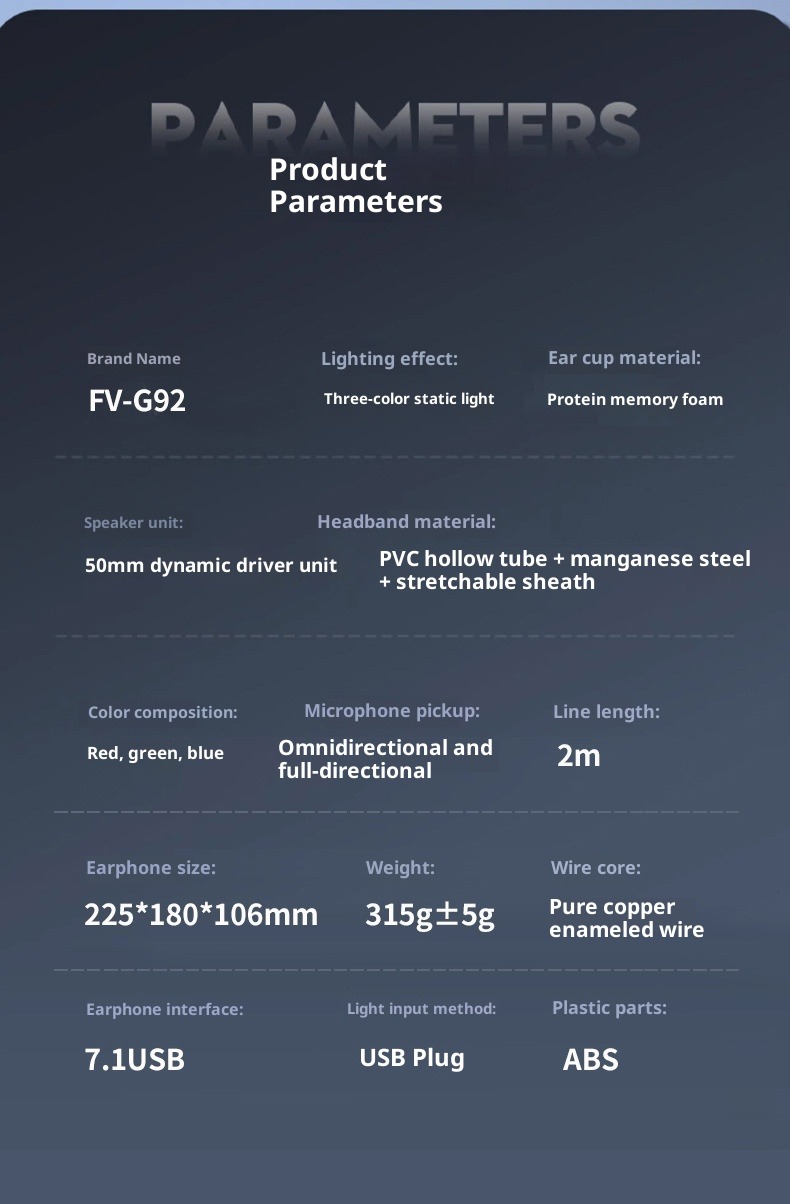 Casque gaming G92 Collab – Transparent et lumineux, filaire 7.1 circum-aural avec télécommande et micro intégrés au câble_voghion.com