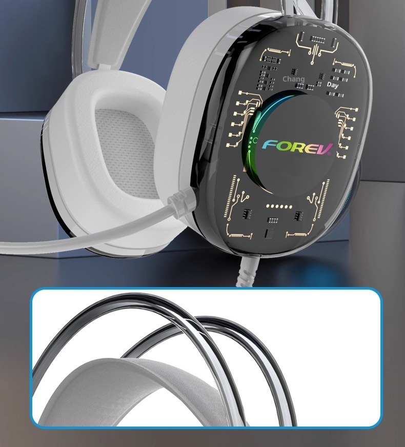 Casque gaming G92 Collab – Transparent et lumineux, filaire 7.1 circum-aural avec télécommande et micro intégrés au câble_voghion.com