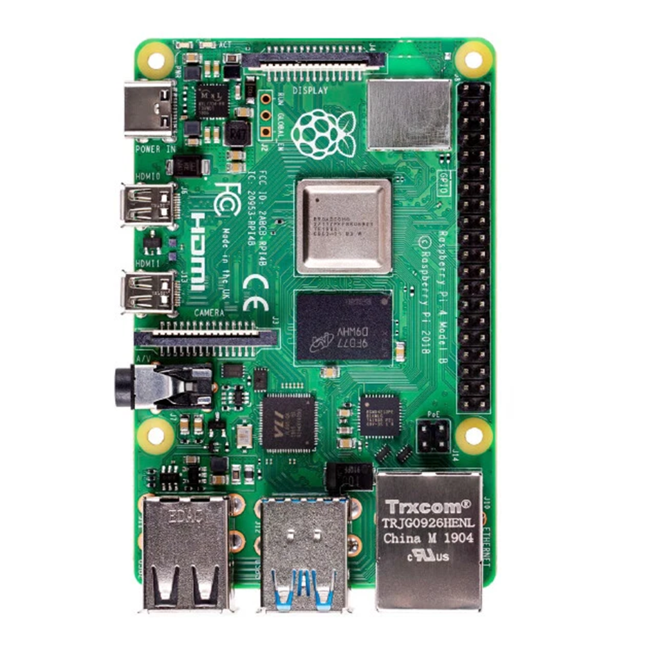 Raspberry Pi 4 Model B main board close up
