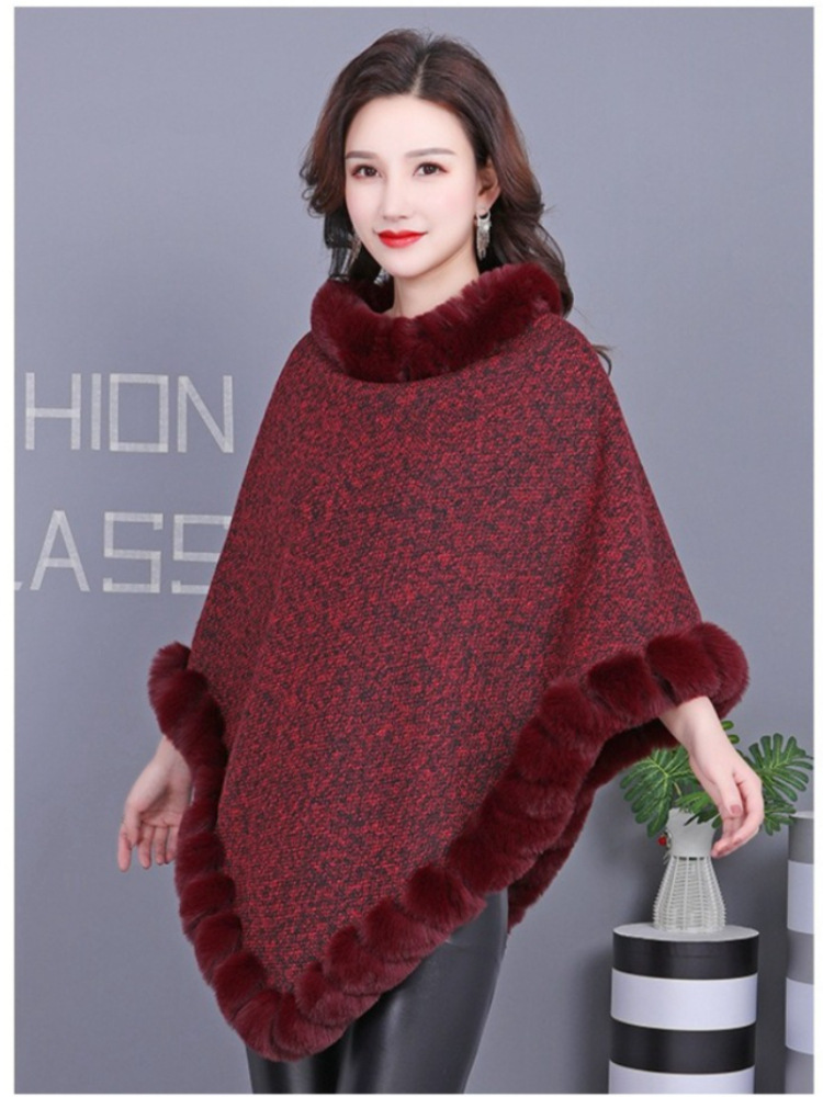 K New European And American Socialite Fur Coat, Women's Cloak, Scarf, Imitation Otter Rabbit Fur Wrap, Wearing Fur._voghion.com