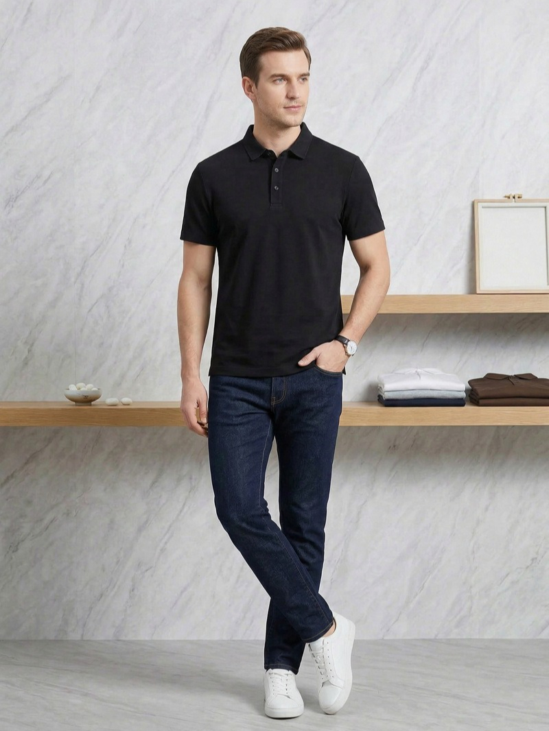 K Polo Shirt, Men's T-shirt, Short Sleeved Shirt, Lapel Business Polo Shirt_viptrois.com