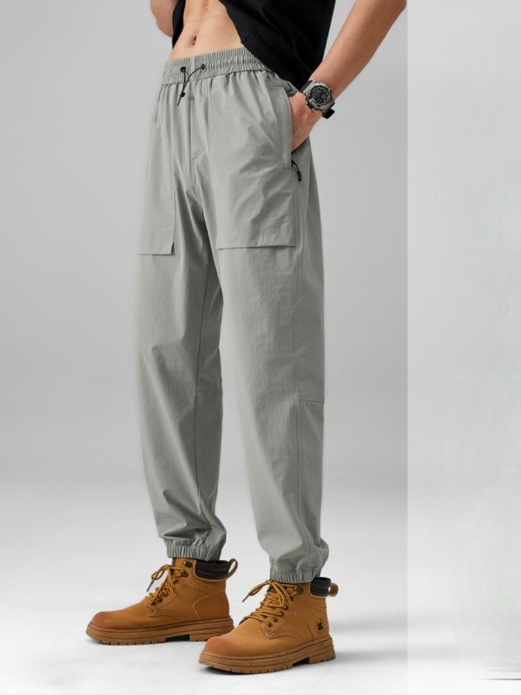 K Thin Outdoor Work Pants For Men, Loose And Casual, Ankle Tied Sports Pants_viptrois.com