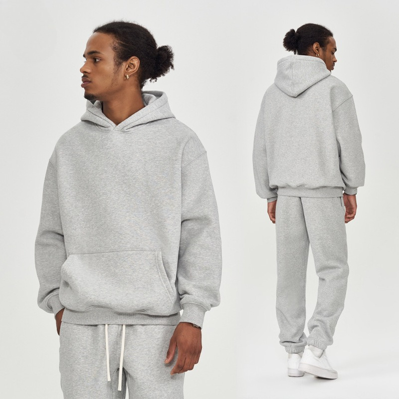 Men's Hooded Sweatshirt Solid Colour Loose Fit Thick Jacket_voghion.com
