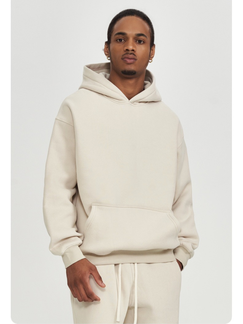 Men's Hooded Sweatshirt Solid Colour Loose Fit Thick Jacket_voghion.com