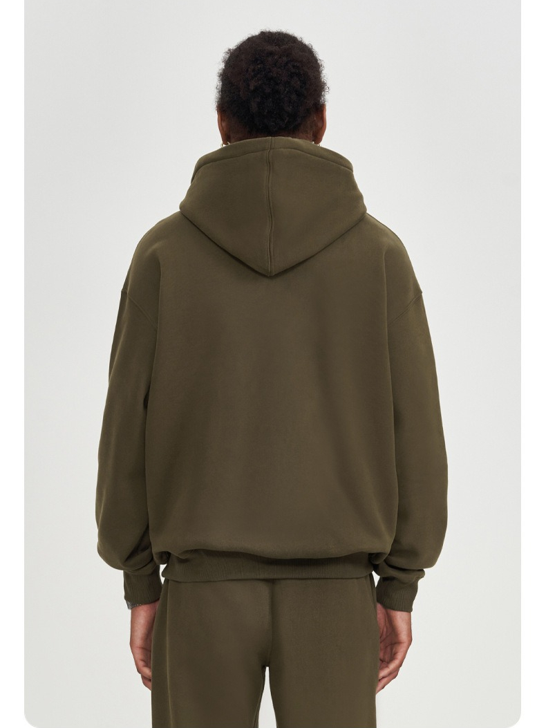 Men's Hooded Sweatshirt Solid Colour Loose Fit Thick Jacket_voghion.com