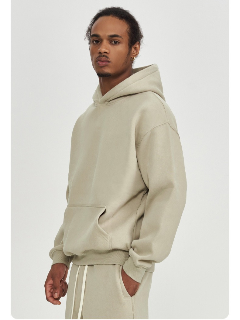 Men's Hooded Sweatshirt Solid Colour Loose Fit Thick Jacket_voghion.com