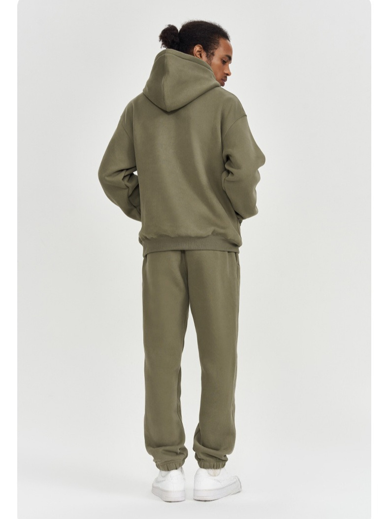 Men's Hooded Sweatshirt Solid Colour Loose Fit Thick Jacket_voghion.com