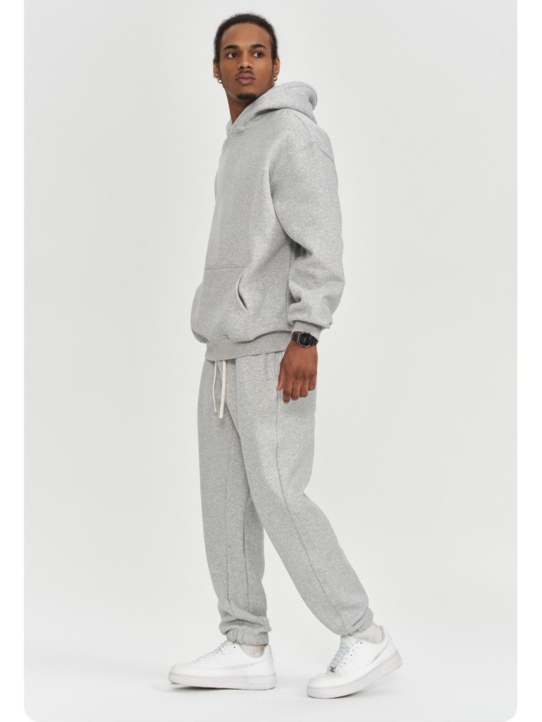 Men's Hooded Sweatshirt Solid Colour Loose Fit Thick Jacket_voghion.com