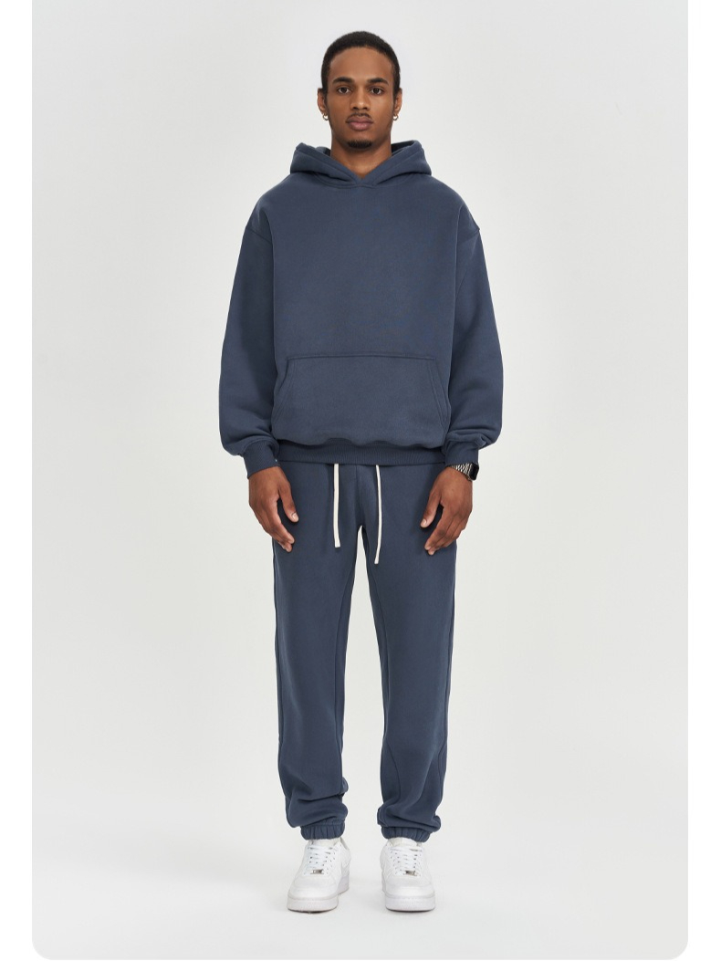 Men's Hooded Sweatshirt Solid Colour Loose Fit Thick Jacket_voghion.com