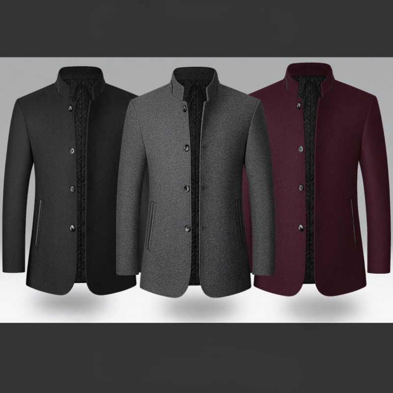 K Men's Woolen Jacket Stand Collar Men's Woolen Jacket_voghion.com