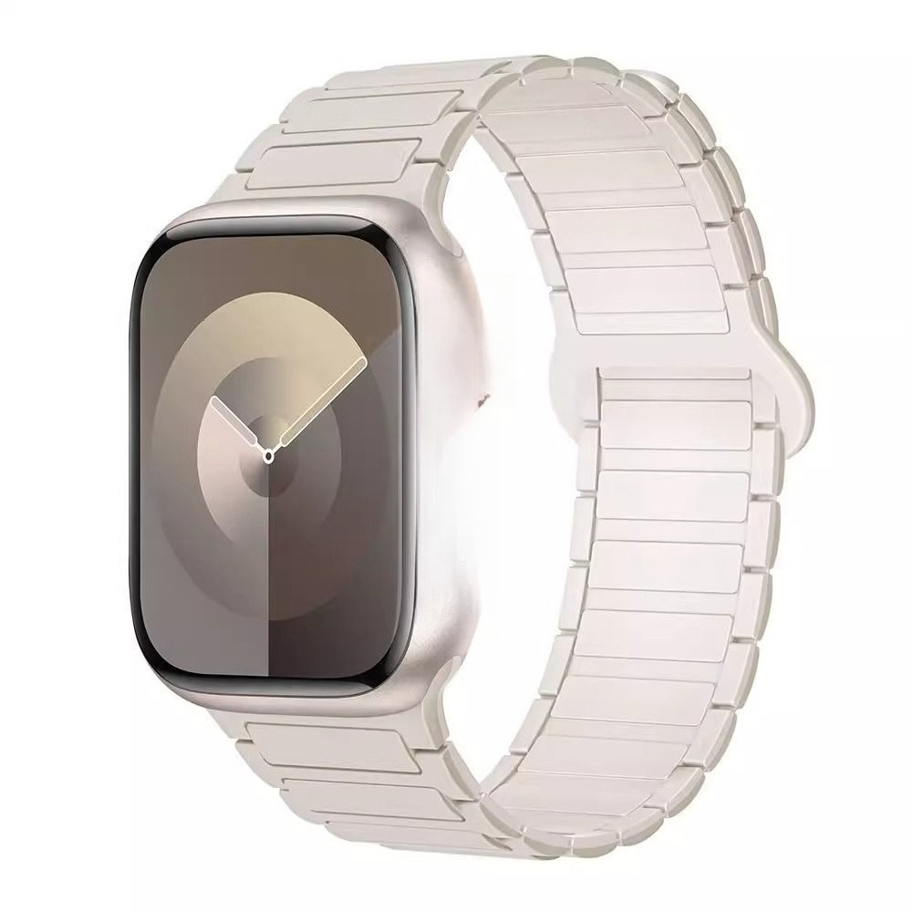 Pulseira de relógio elegante, acessório para relógio, pulseira de silicone magnética com três contas, compatível com relógios de 8ª/9ª geração._voghion.com
