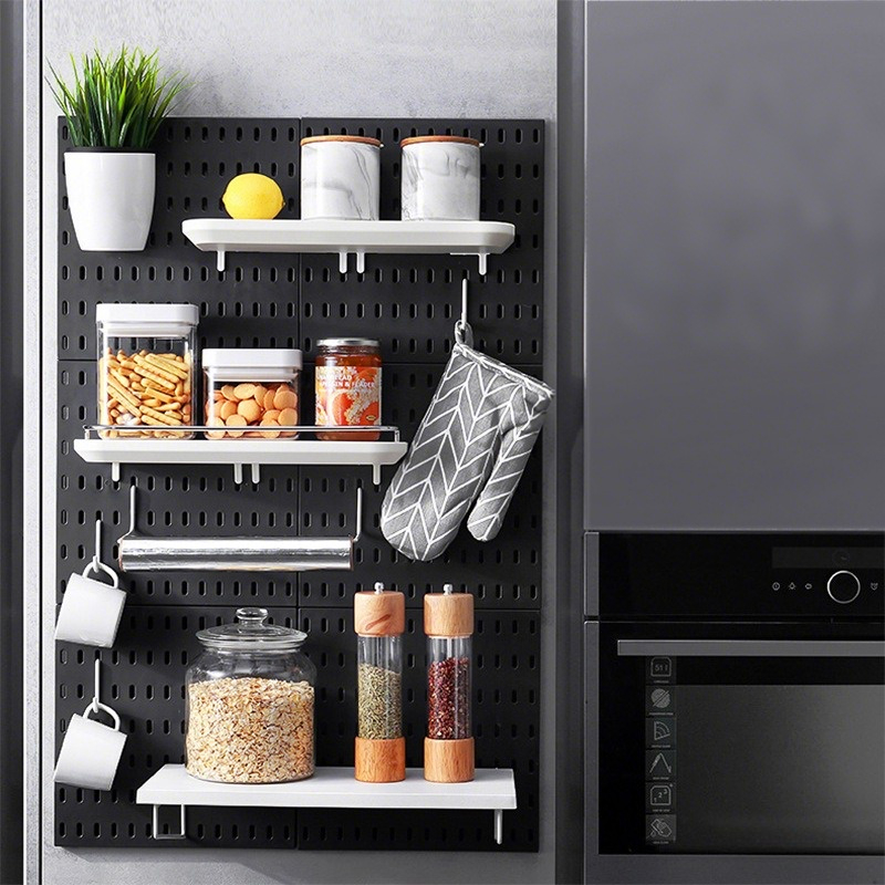 Reusable Minimalist White Pegboard | No-Drill Multifunction Wall Storage & Decor Board_voghion.com