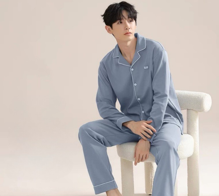 High-end High-quality Cotton Pajamas Men's Spring And Autumn Long-sleeved Men's Youth Large-size Casual Autumn And Winter Loungewear Suit_voghion.com
