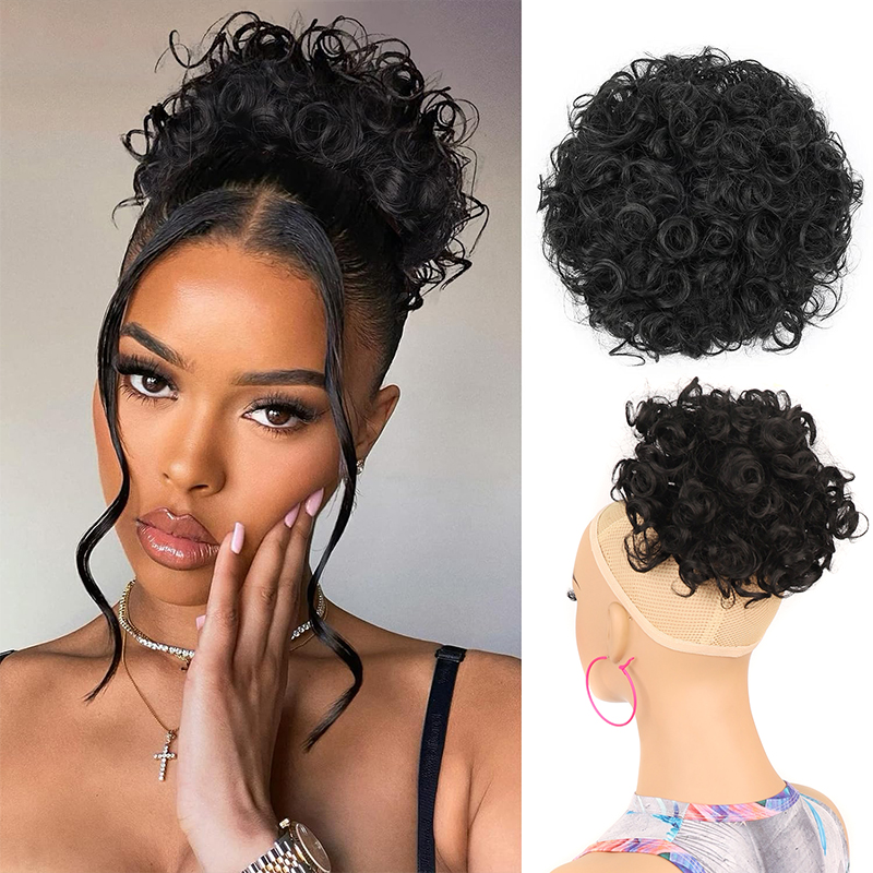 Wig Drawstring Elastic Drawstring Loose Wavy Big Curl Bun Wig Bag Messy Drawstring Hair Bag,Chemical Fiber High Temperature Silk Wig_voghion.com