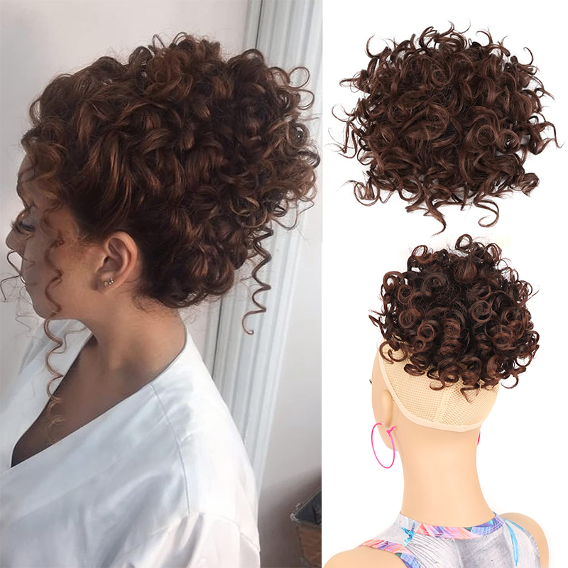 Wig Drawstring Elastic Drawstring Loose Wavy Big Curl Bun Wig Bag Messy Drawstring Hair Bag,Chemical Fiber High Temperature Silk Wig_voghion.com