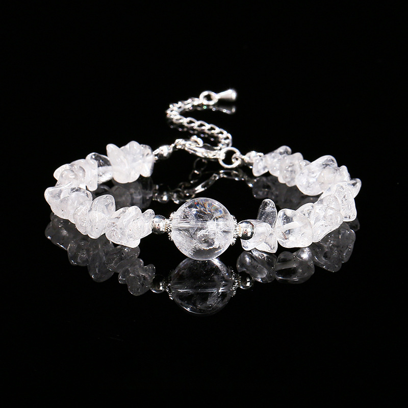 Natural Aquamarine Chip Bracelet Raw Gemstone Adjustable Jewellery_voghion.com
