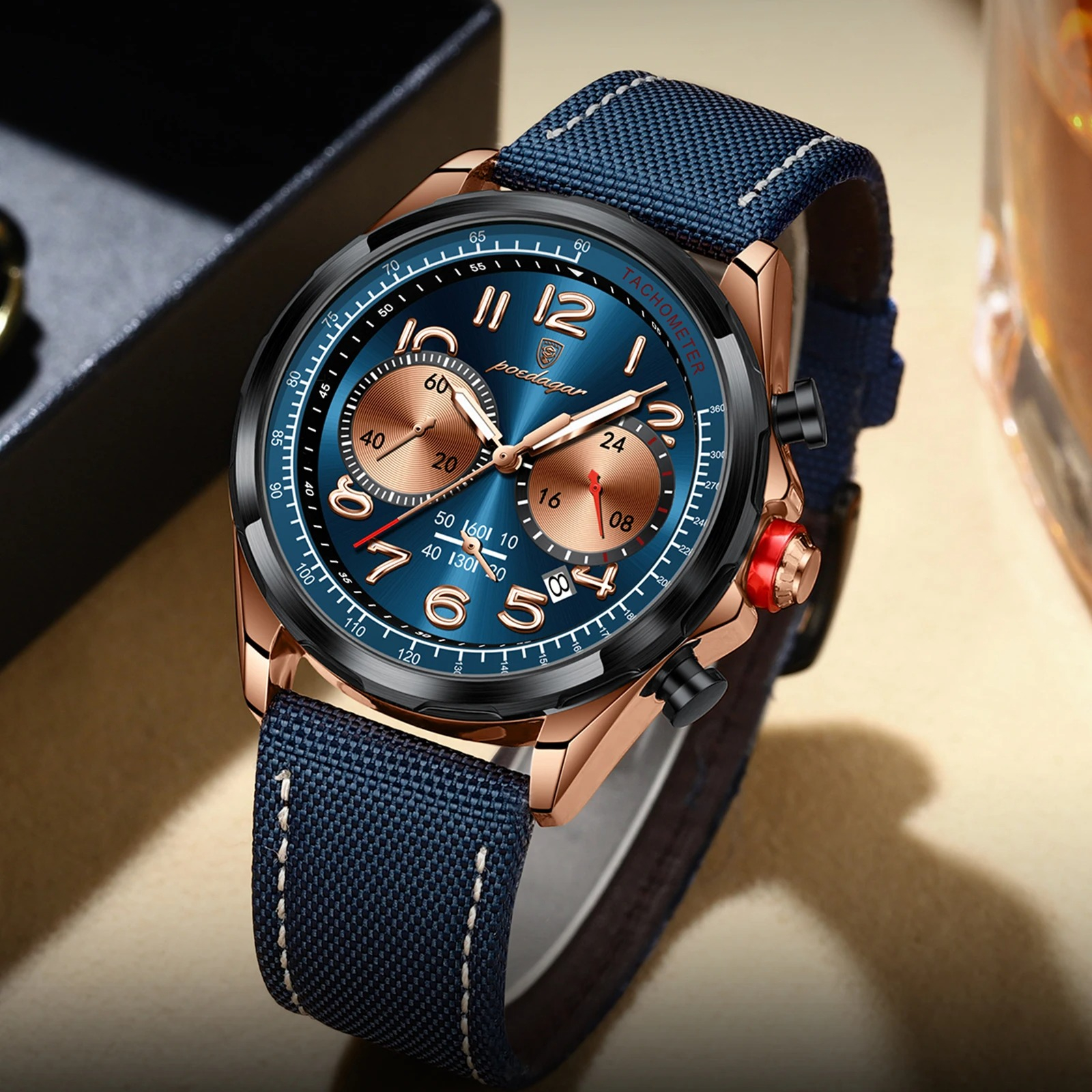 Luxury Watch Men Quartz Nylon Leather Strap Man Wristwatch Waterproof Luminous Chronograph Date Men's Watches Reloj+box_voghion.com