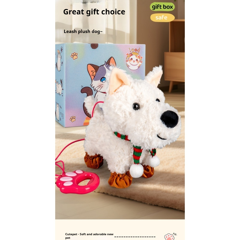 girls Toy Gifts Children's Play House Simulation Plush Puppy West Highland Electric Cute Dog Can Walk And Call_voghion.com