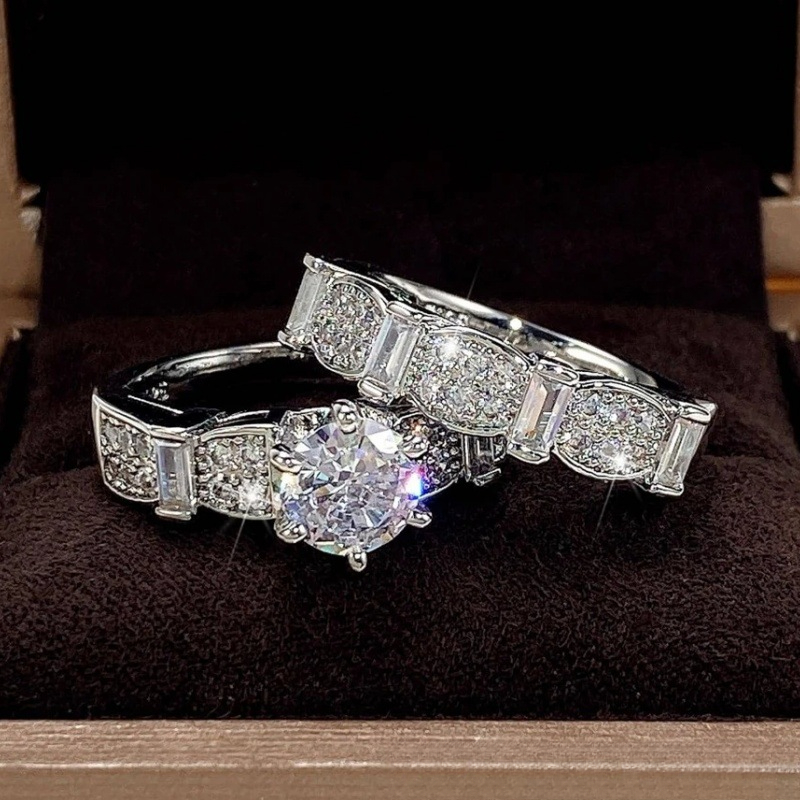 Anillo de halo redondo de lujo, elegante y único, para parejas, hombres y mujeres, ideal como anillo de compromiso, boda, propuesta de matrimonio, regalo de San Valentín, cumpleaños y aniversario._voghion.com