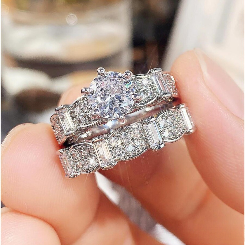 Anillo de halo redondo de lujo, elegante y único, para parejas, hombres y mujeres, ideal como anillo de compromiso, boda, propuesta de matrimonio, regalo de San Valentín, cumpleaños y aniversario._voghion.com
